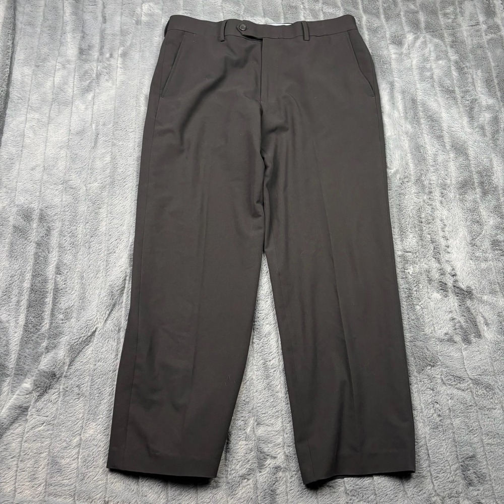 Tommy Hilfiger Mens Black Dress Pants Flat Front Stretch Trousers 34x30 14017